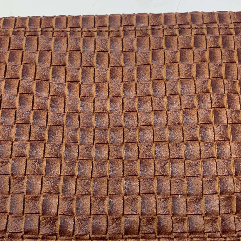 Lulu Townsend Brown Leather Woven Clutch Handbag MCB3642 - Picture 6 of 8